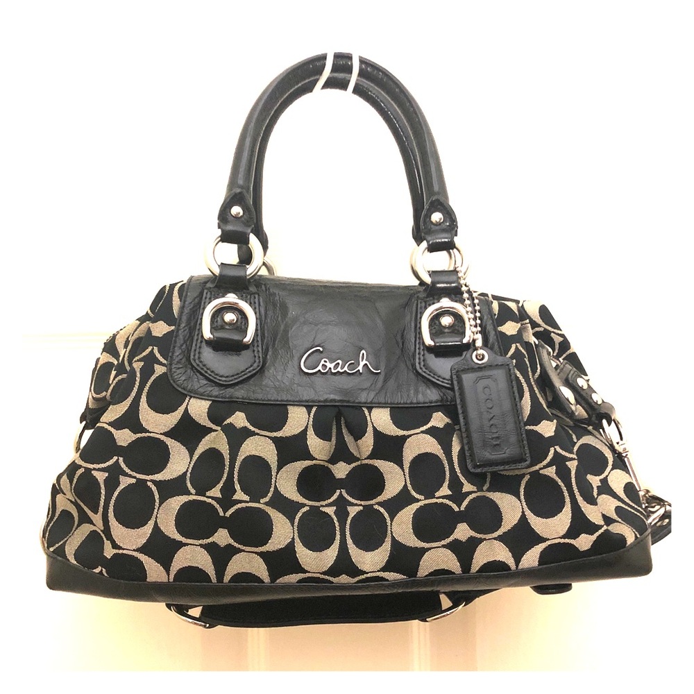 Black and cream coach purse